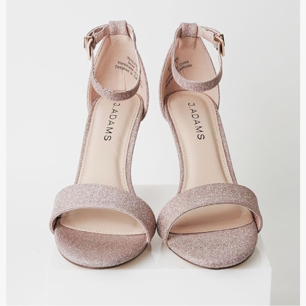 J Adams Women's Pink Champagne Glitter Heels